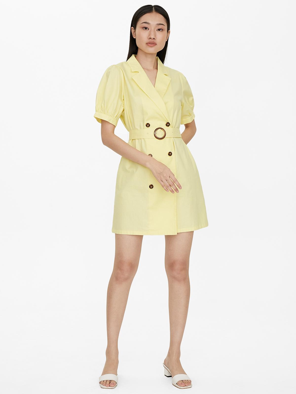 Mini Double Breasted Dress - Yellow