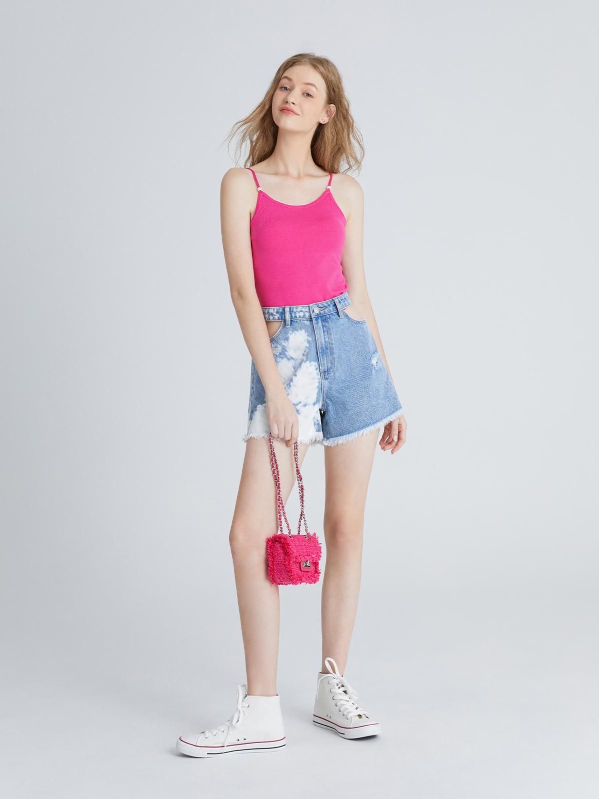 Pearl Plain Crop Cami Top - Rose