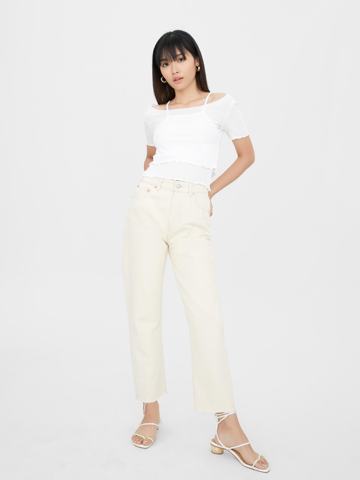 Layered Off Shoulder Strap Top - White