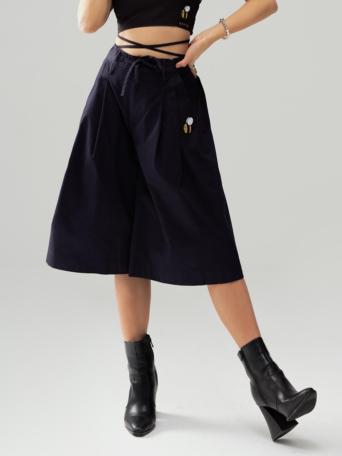 Bee Patch Flare Pants - Dark navy