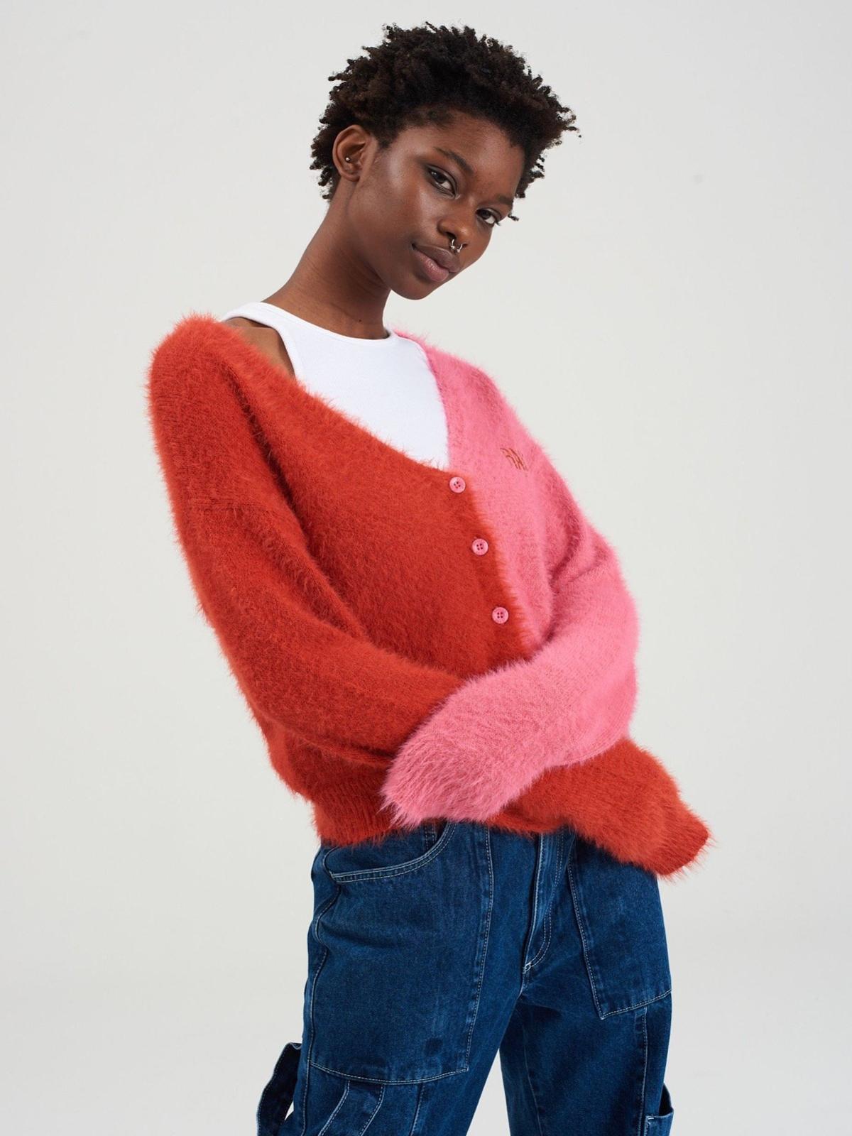 Cracked Cardigan - Pink/Red