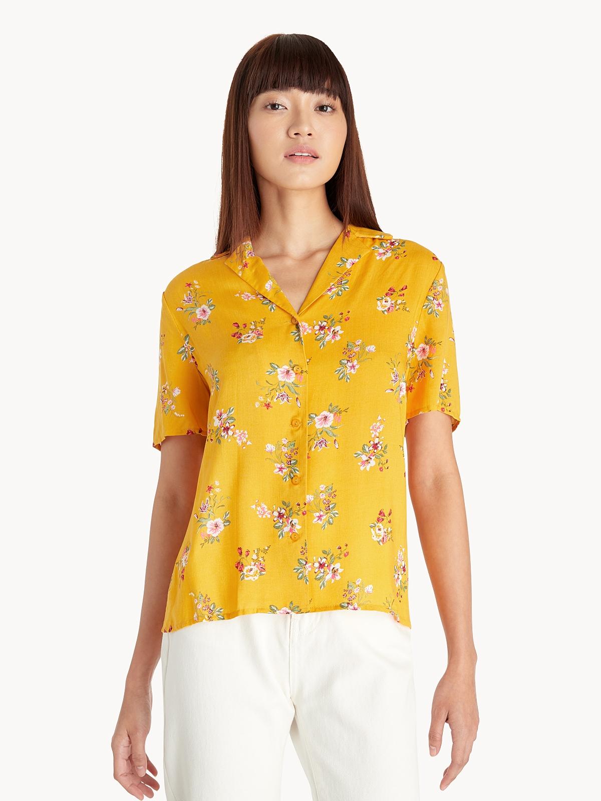 Floral Button Up Shirt - Yellow