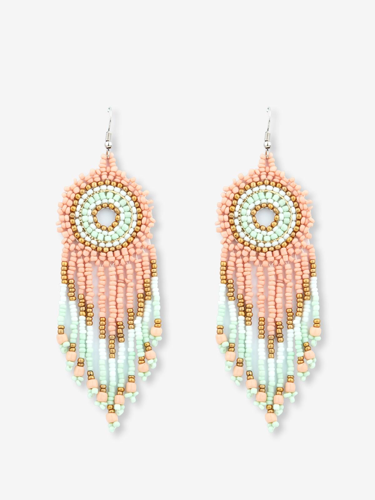 Boho Beaded Dangle Earrings - Multi Color