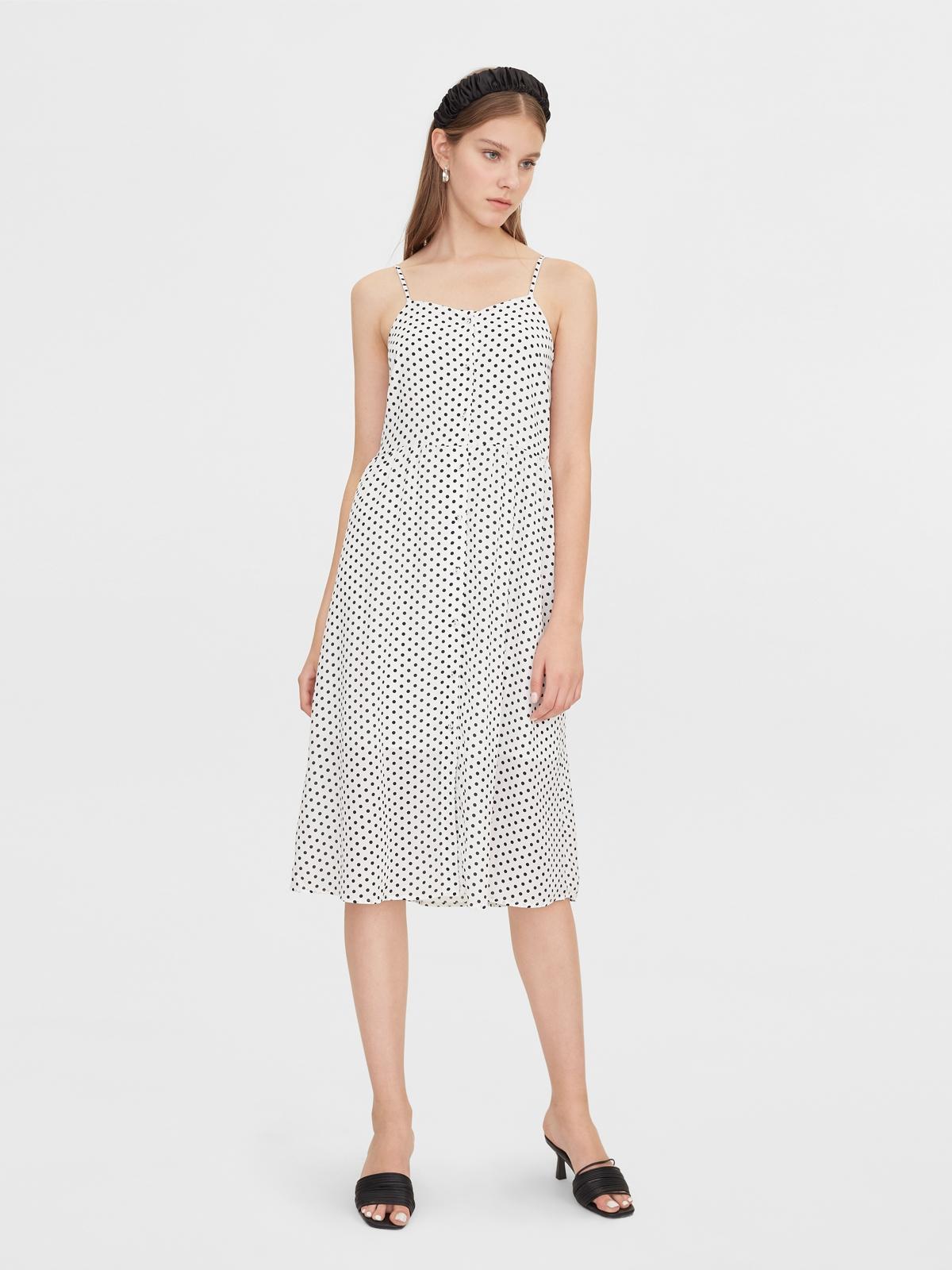 Polka Dot Tie Back Cami Dress - White