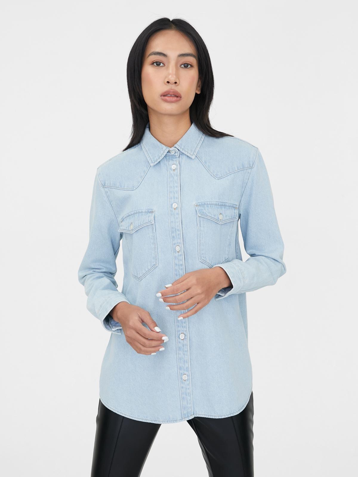 Sustainable Denim Twin Pocket Shirt - Light Blue