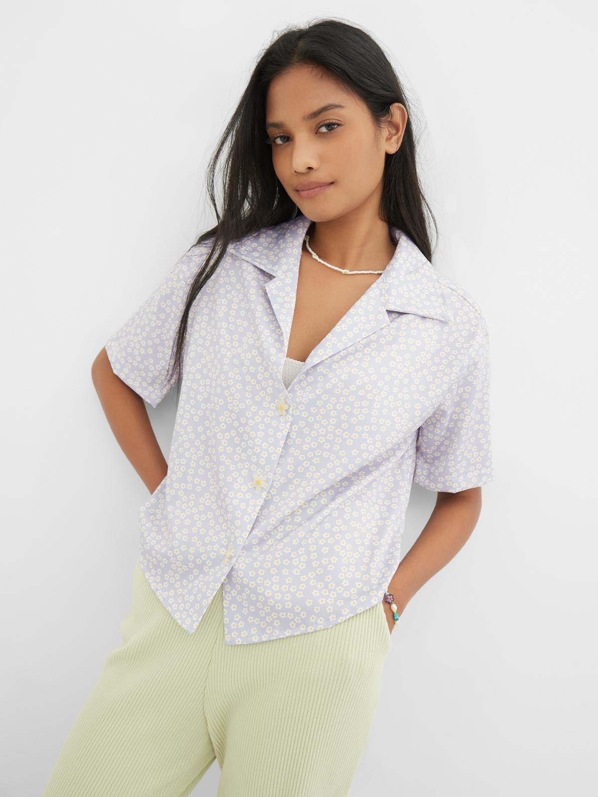Floral Short Sleeve Shirt - Lavender