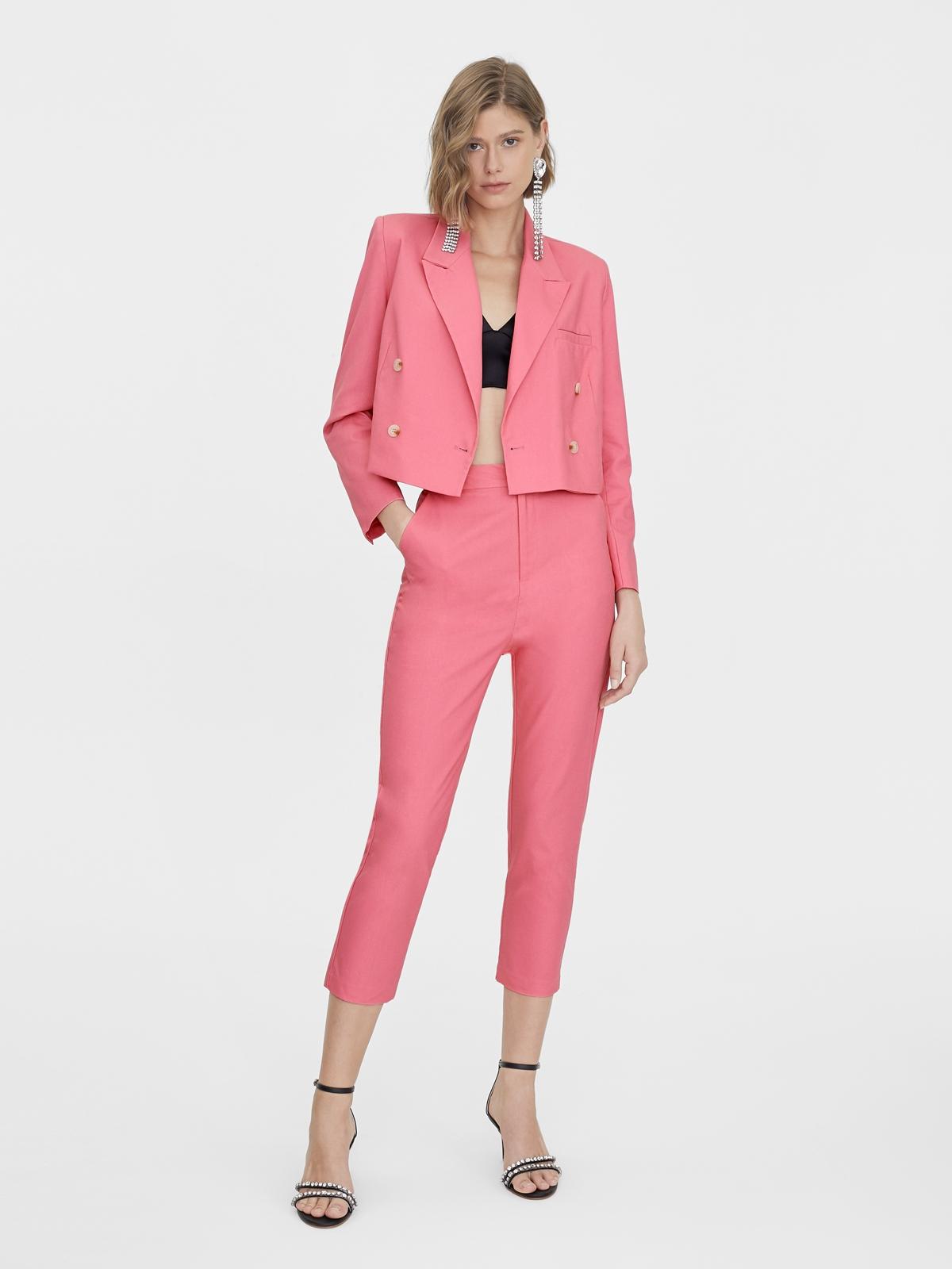 Double Breasted Crop Style Blazer - Pink
