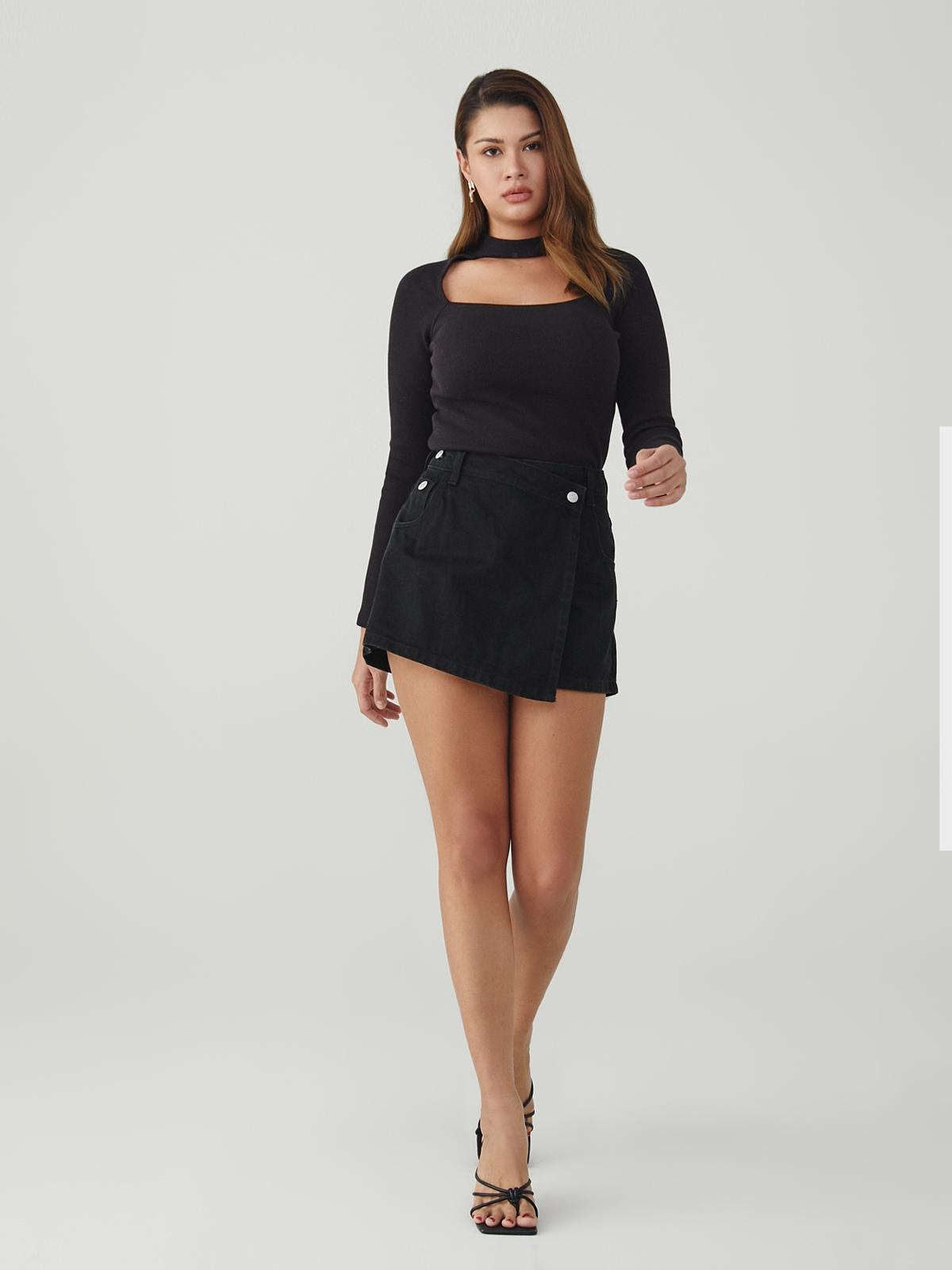 Sustainable Front Wrap Skort - Black