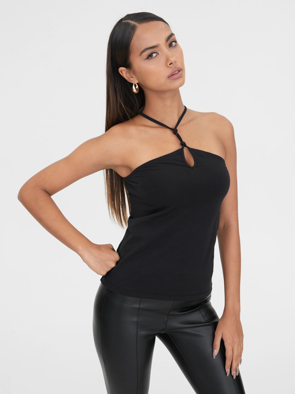 Sustainable Cut Out Halter Neck Top - Black