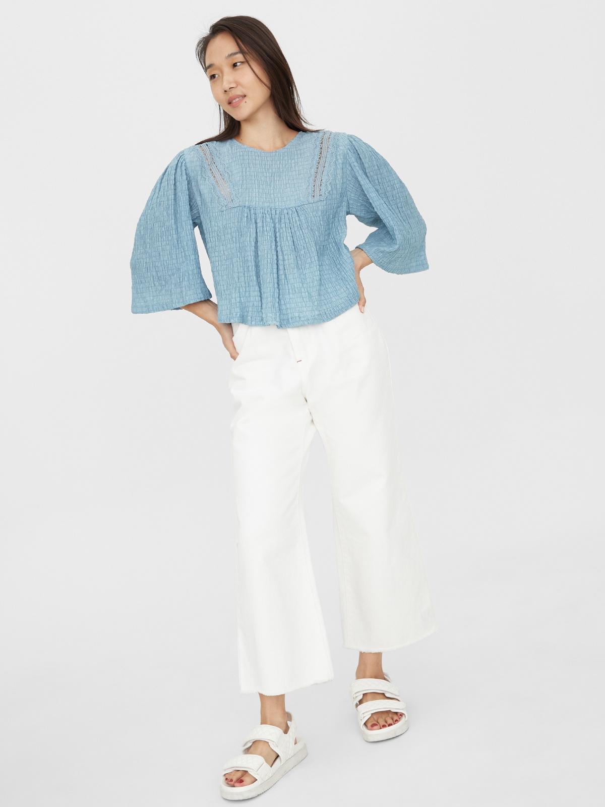 Long Sleeve Blouse - Blue