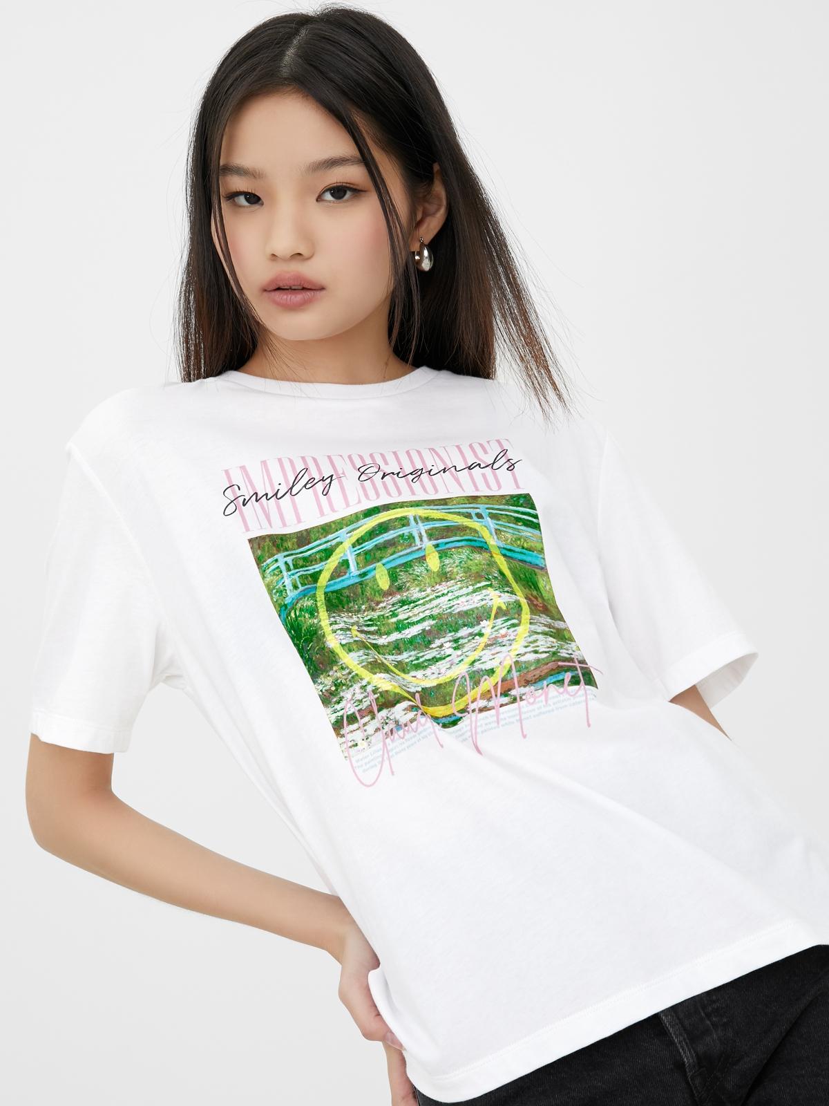 Smiley® Impressionist Oversized Graphic Tee - White