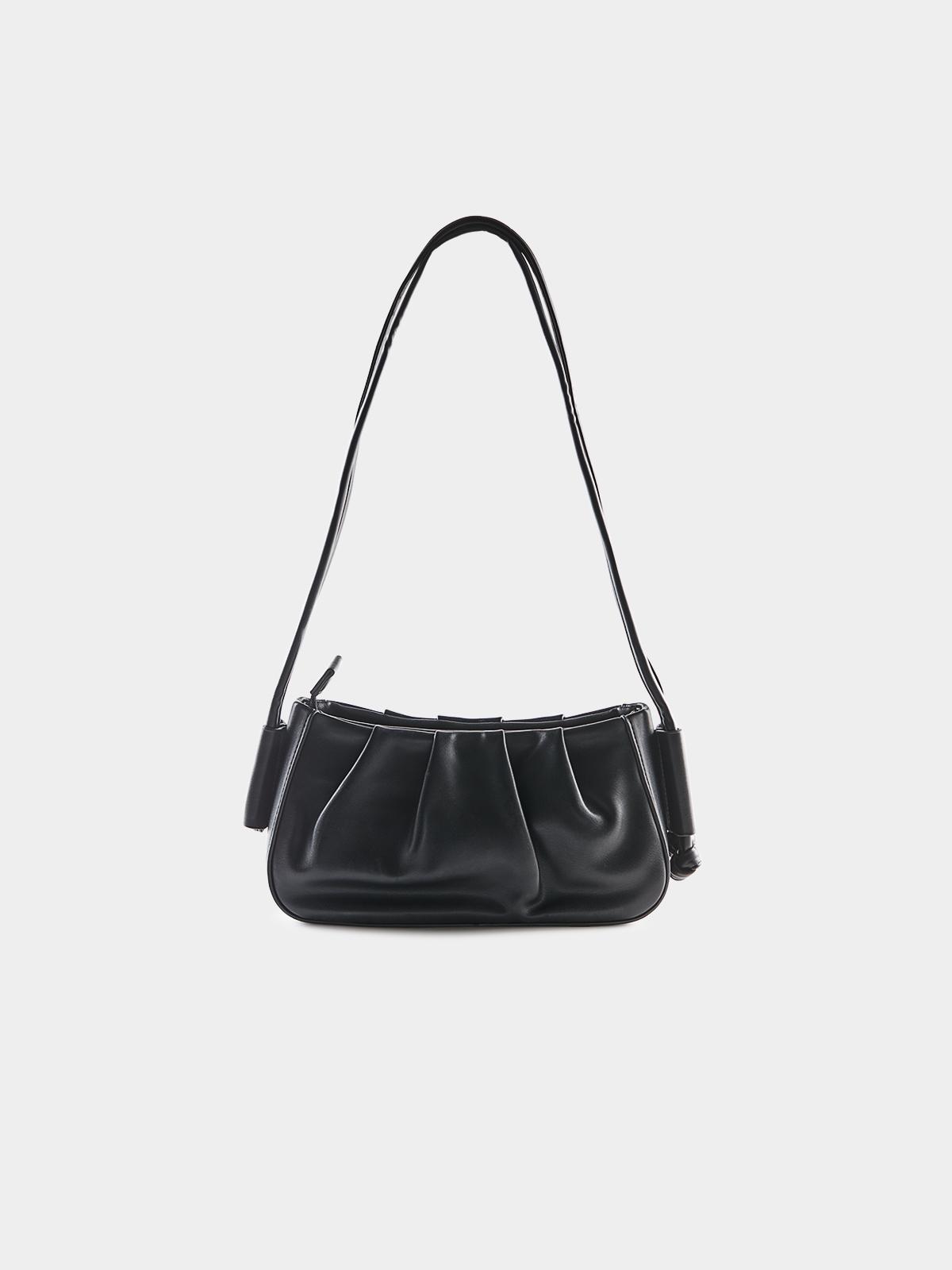Pleated Baguette Bag - Black