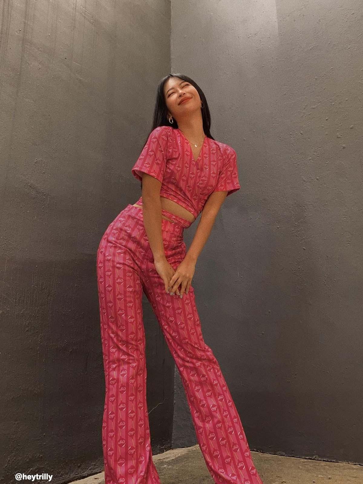 Lollipop Print Tie Waist Top -  Hot Pink