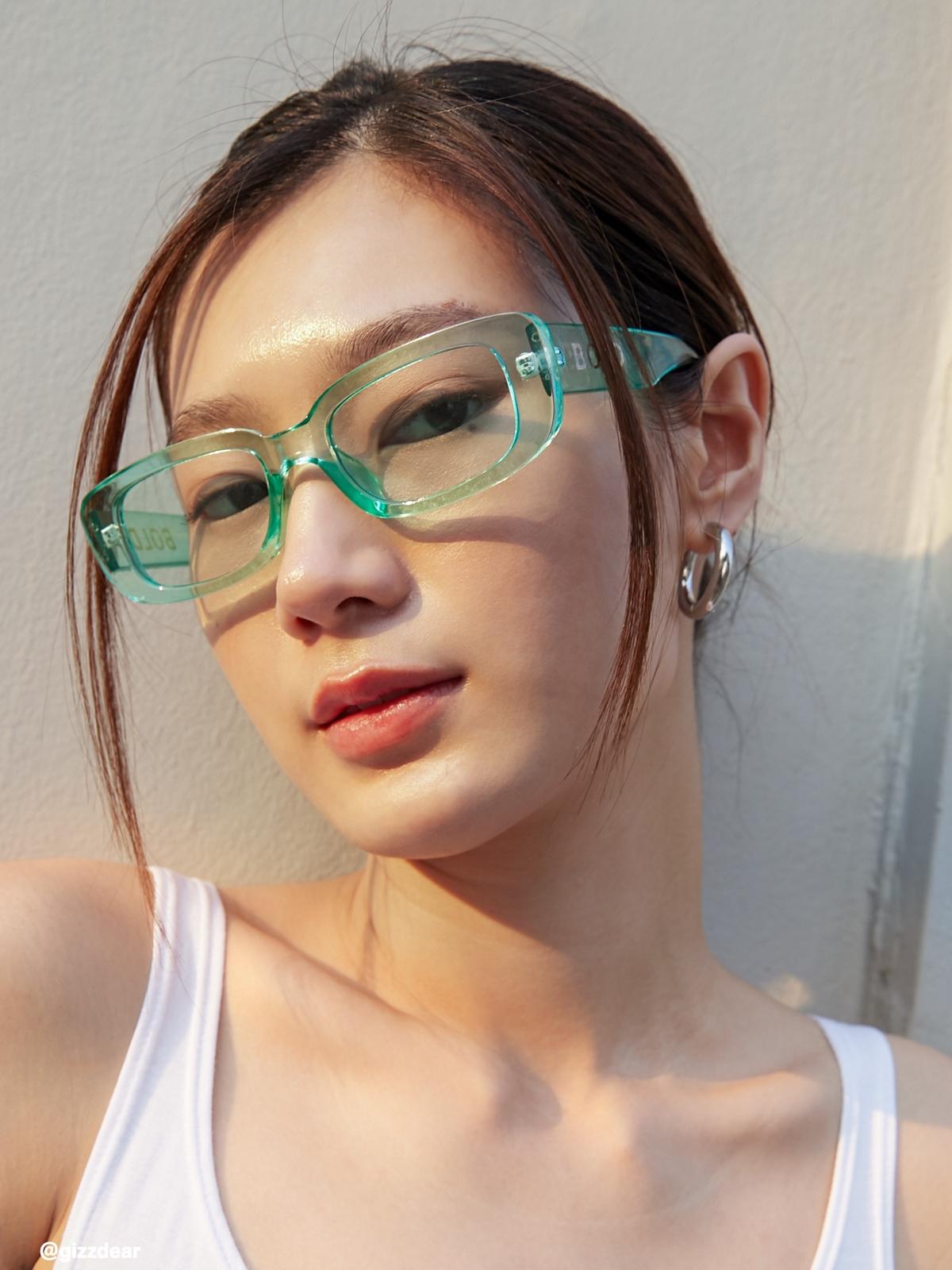 TikTok Rectangular Frame Sunglasses - Green