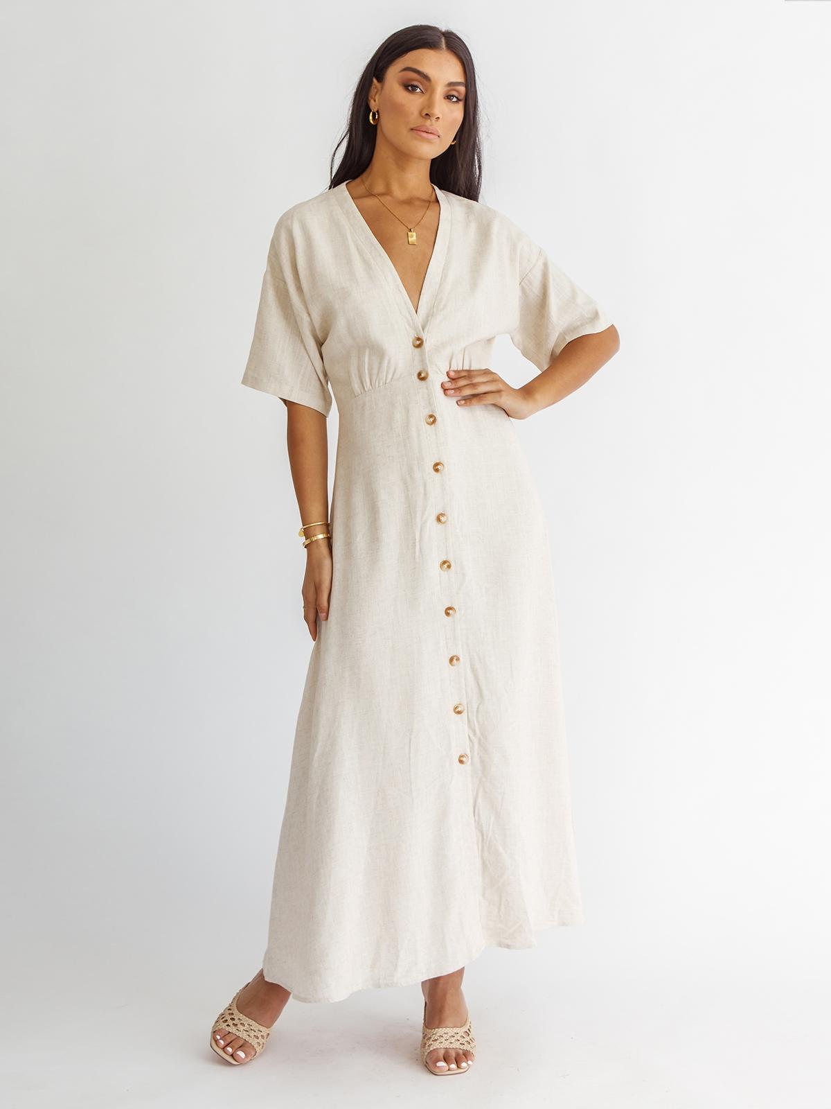Marine Midi Dress - Beige