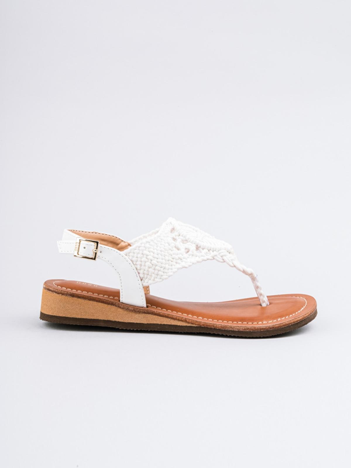 Crochet Low Heel Sandal - White