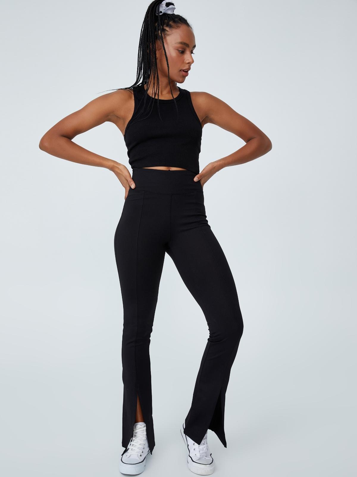 Rib Racer Crop Tank Top - Black