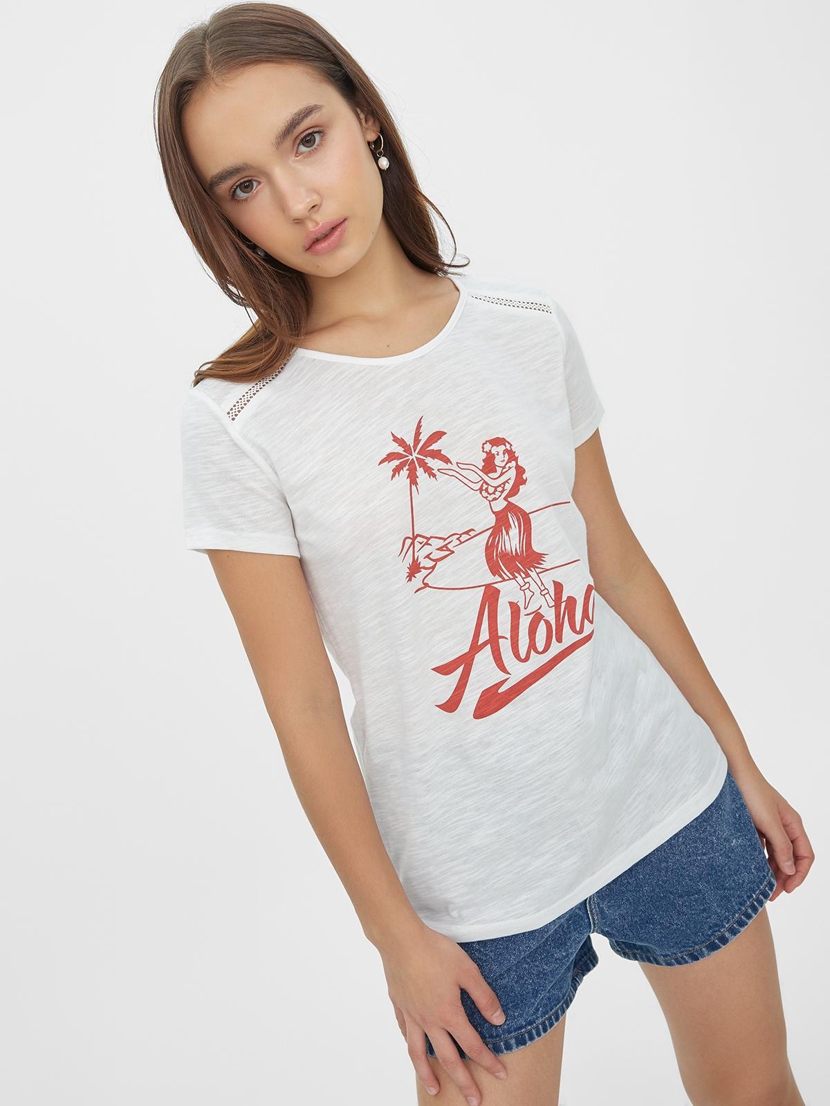 Aloha Graphic Print Tee - White