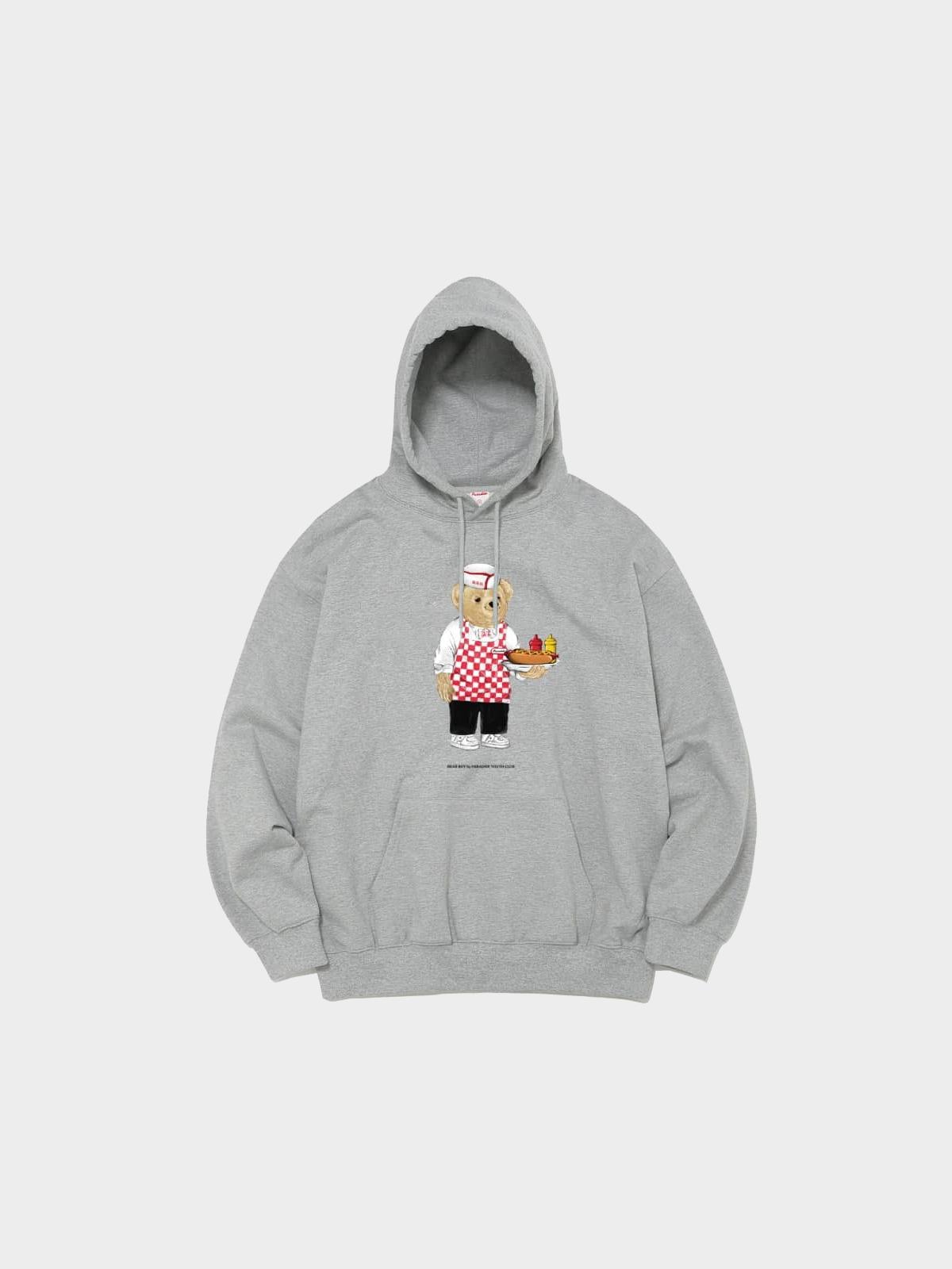 Sustainable Bear Boy Hotdog Hoodie - Misty