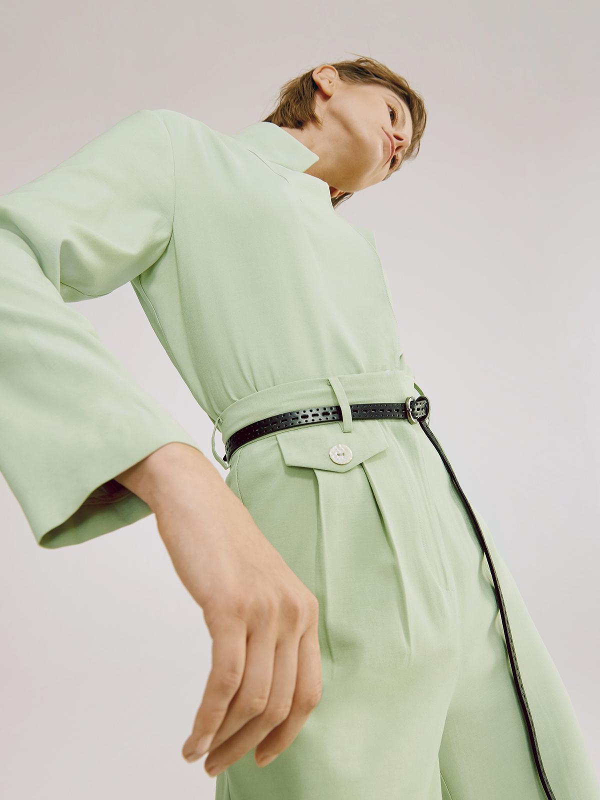 Single Button Collared Blazer - Mint