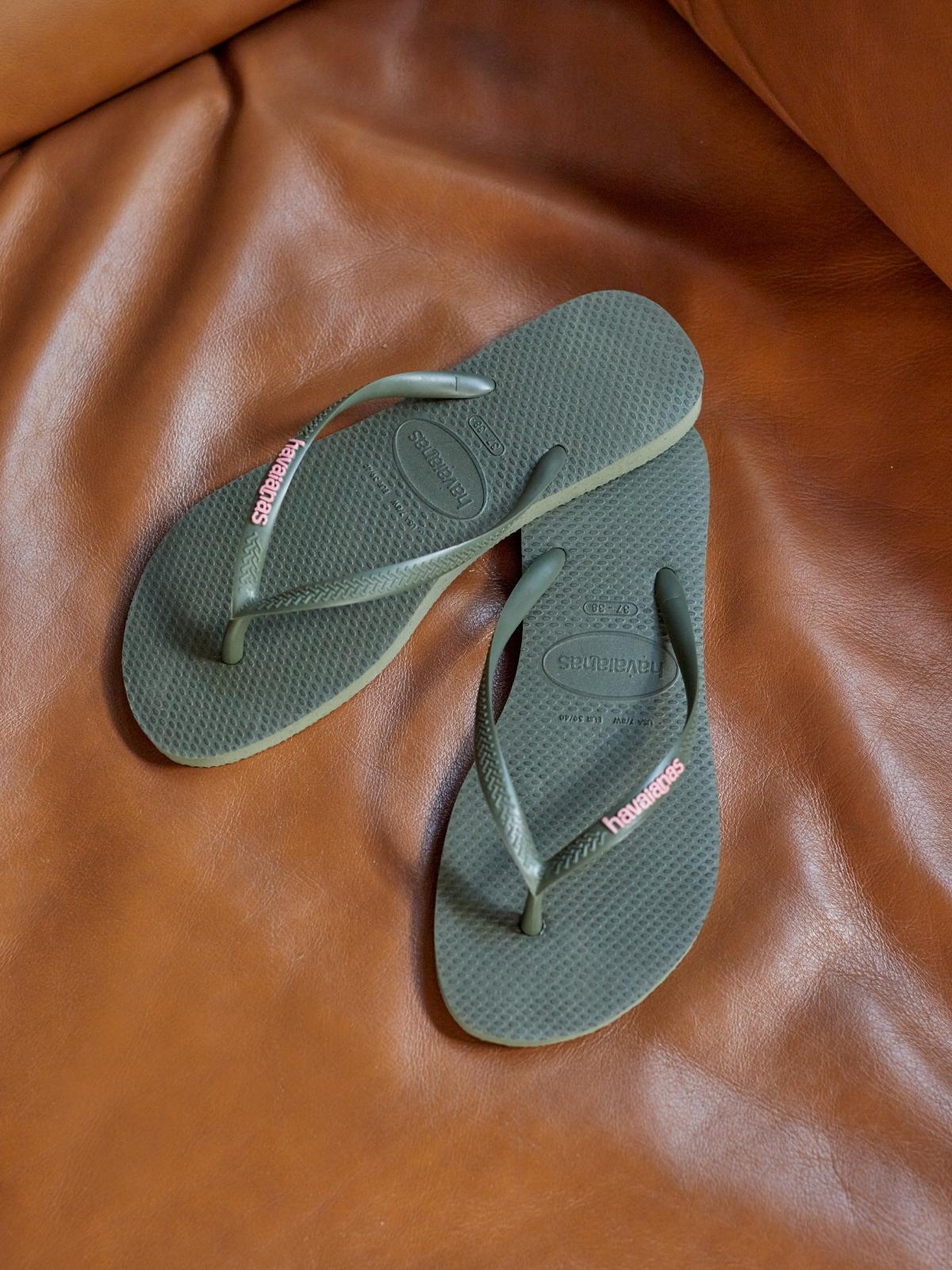 Slim Logo Pop Up Sandals - Green