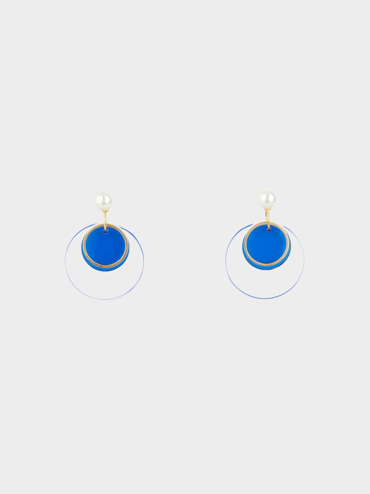 Double Plated Earrings - Blue