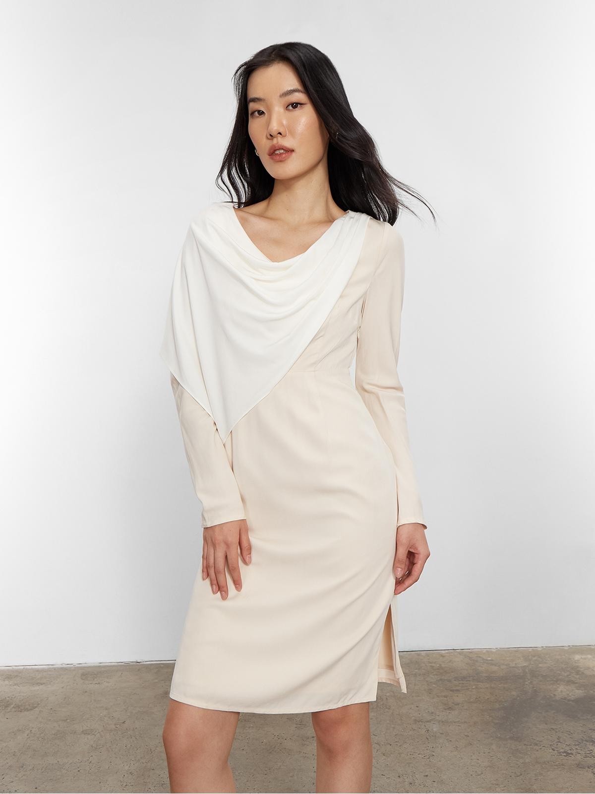 Sustainable Draped Effect Dress - Cream