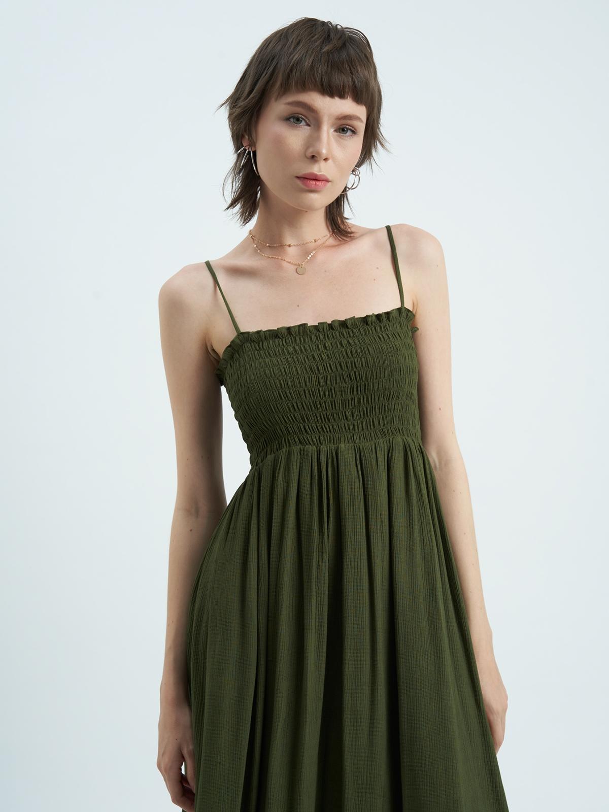 Green Silk Slip Dress - Green