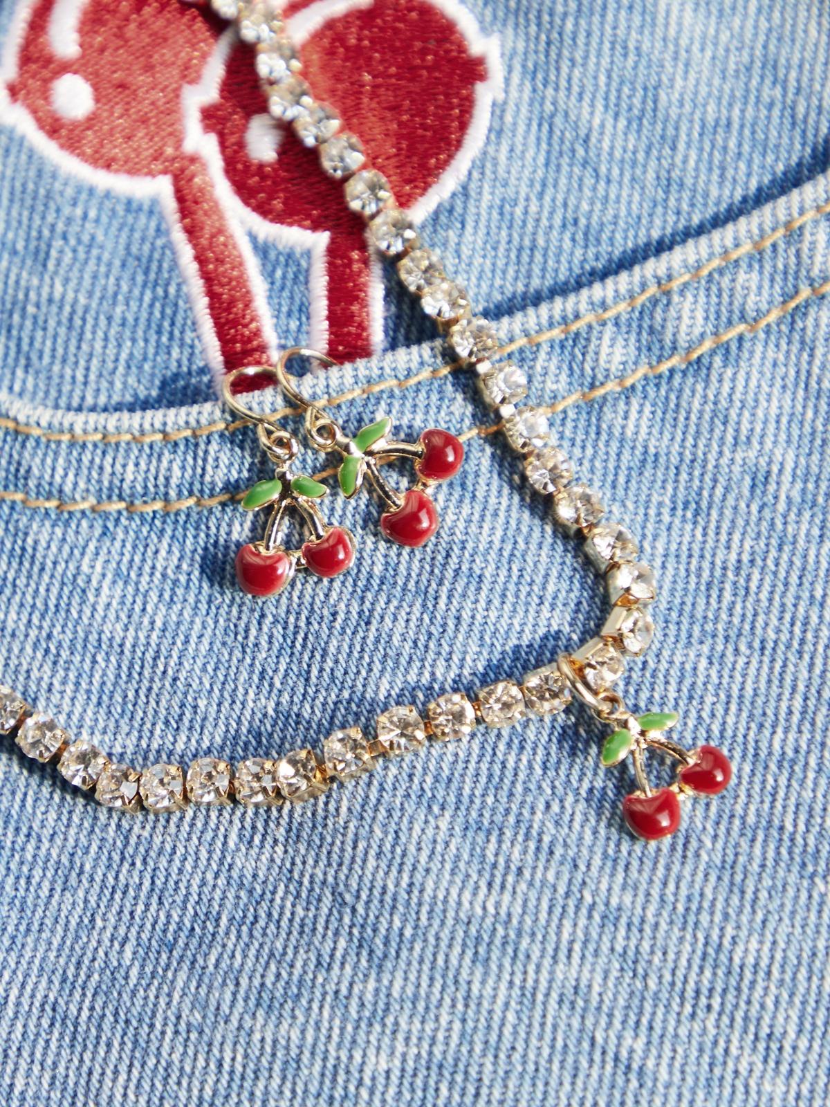 Cherry Necklace & Earrings Set - Gold