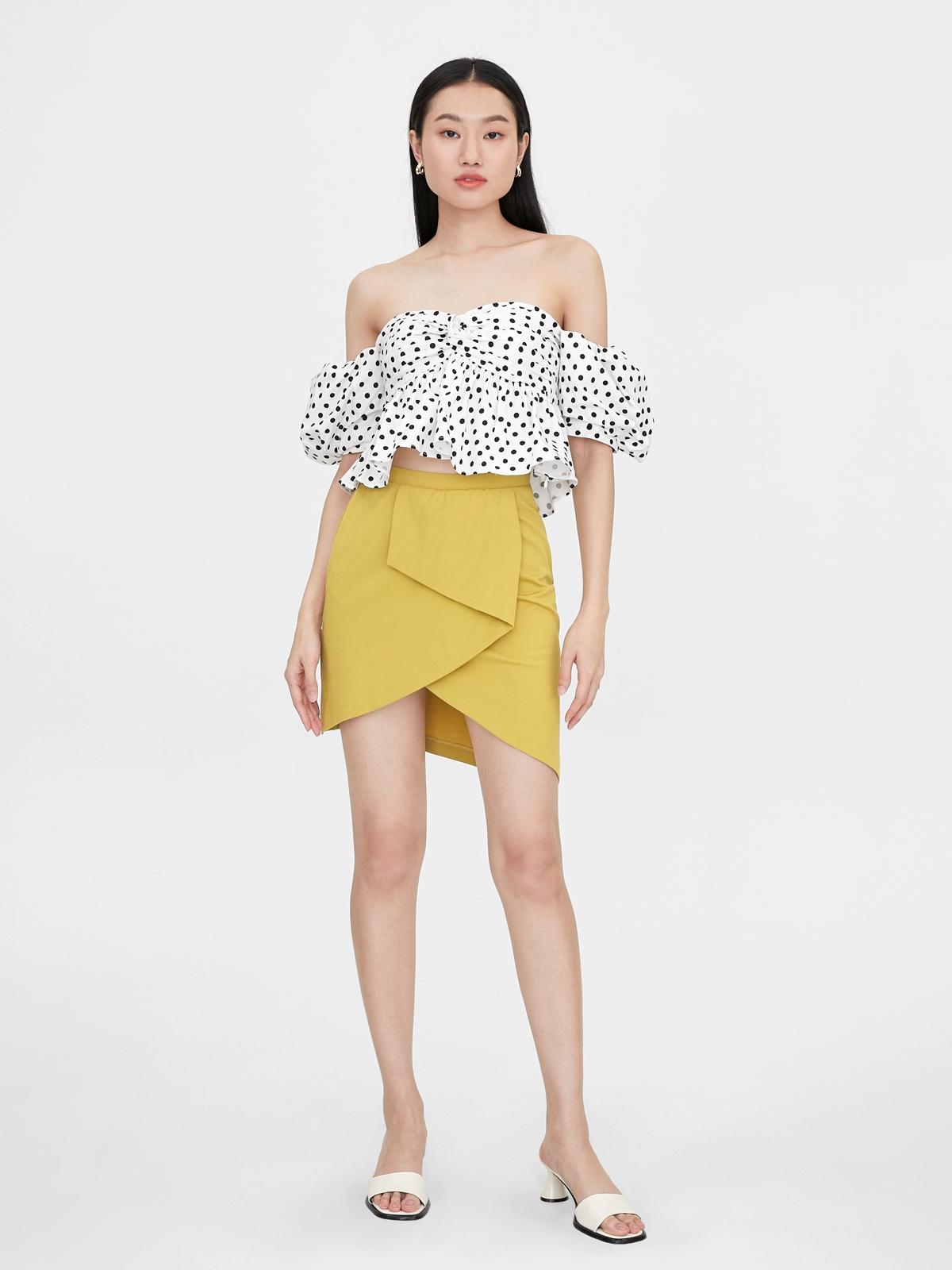 Mini Asymmetrical Ruffle Skirt - Yellow