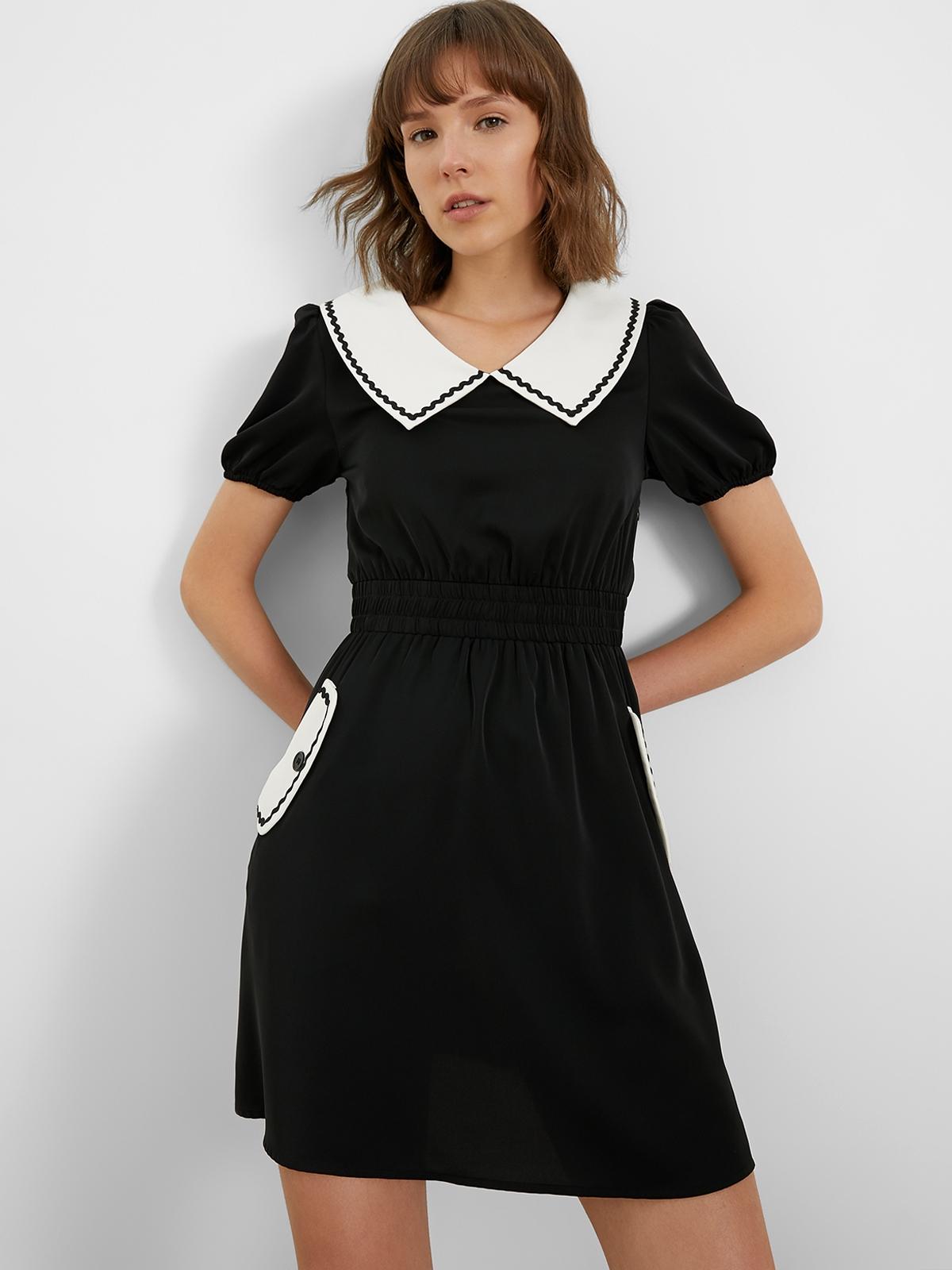 Sailor Collar Dress - Black