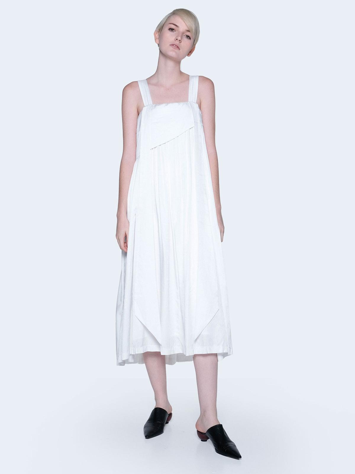 Mizuki Pleated Strap Dress - White