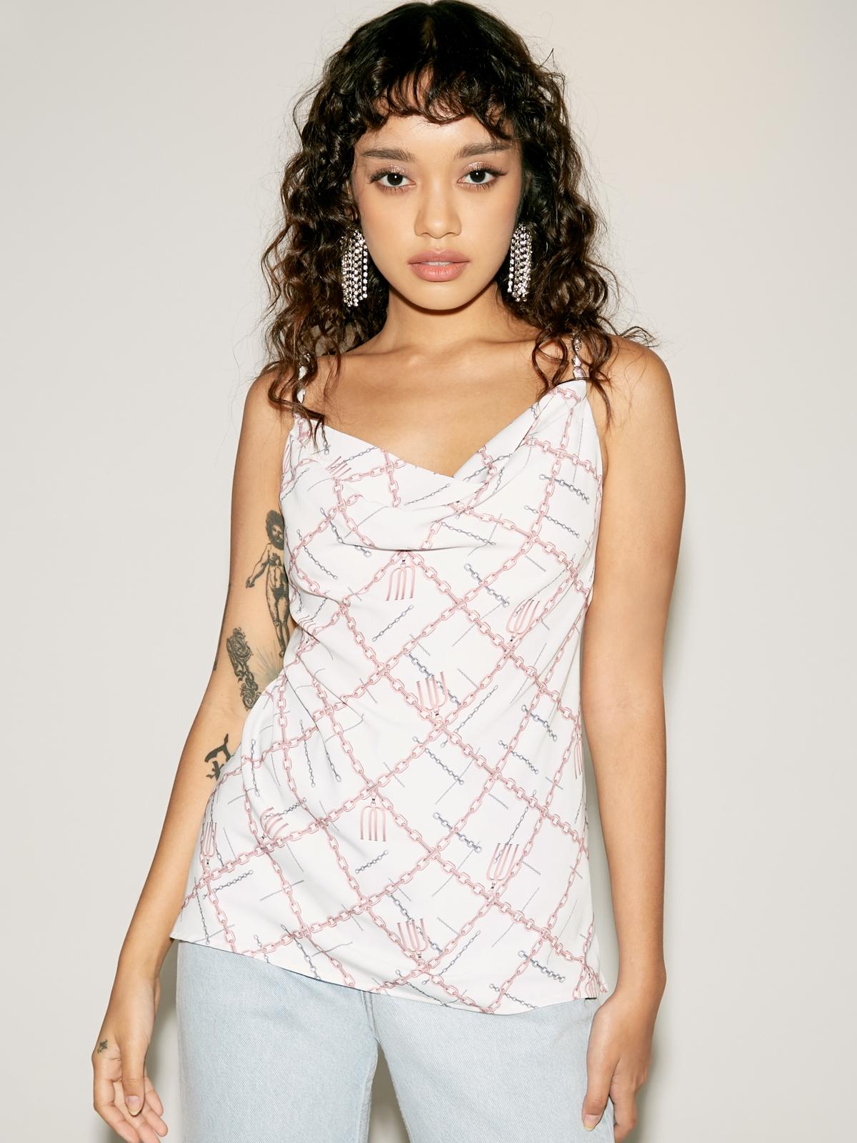 Milin x Pomelo Chain Cowl Cami - White