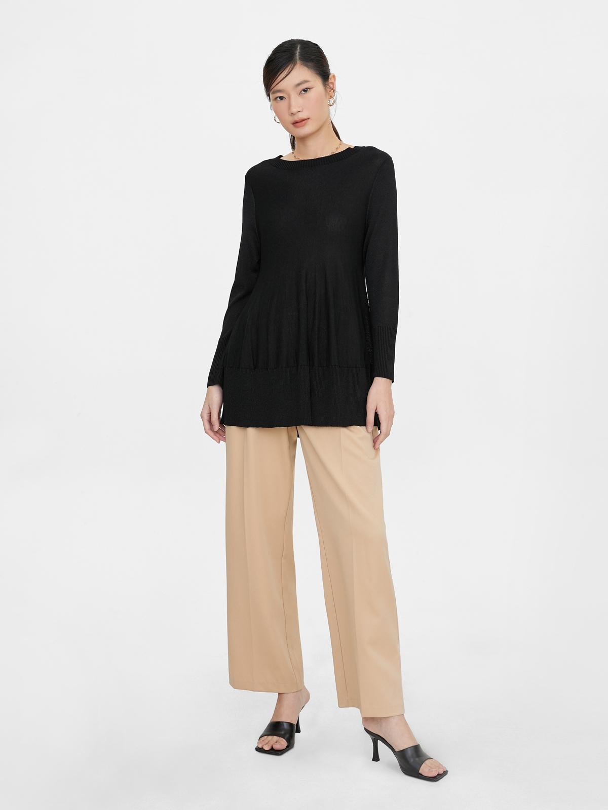 Back Strap Loose Sweater - Black