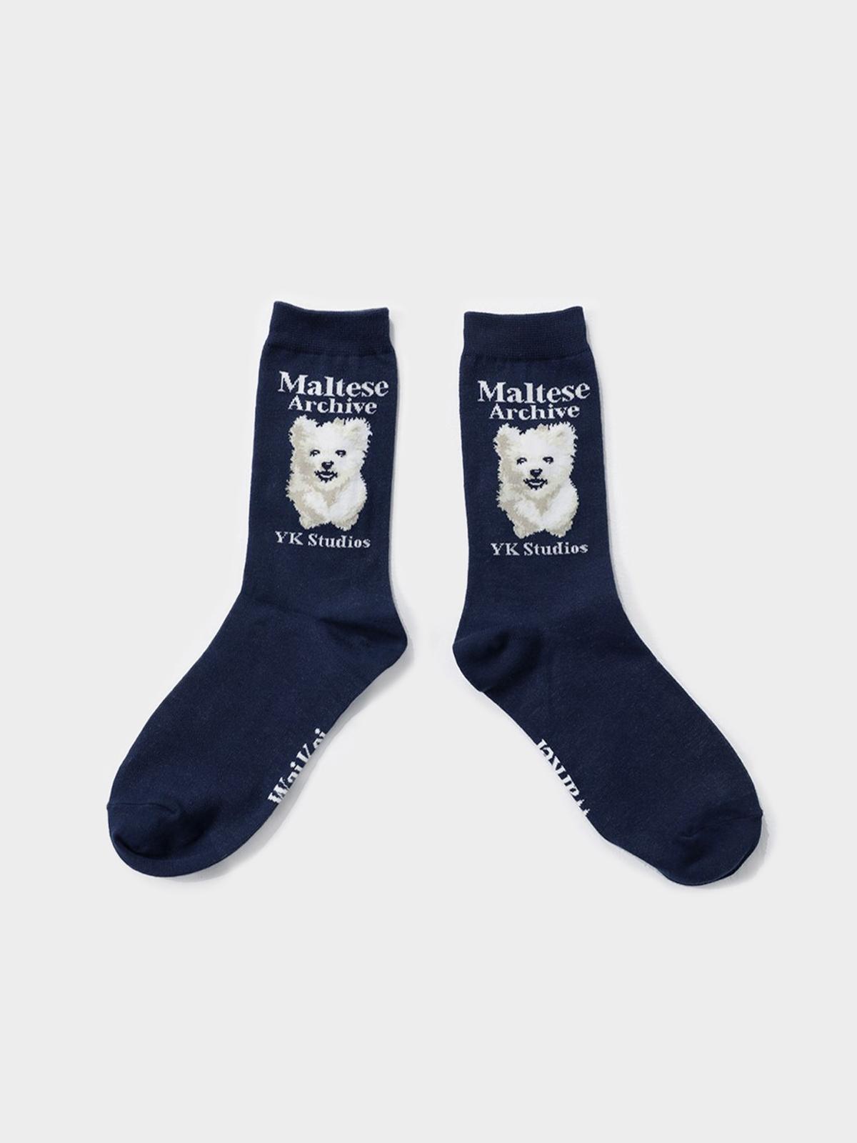 Waikei X Maltese Socks -	Navy