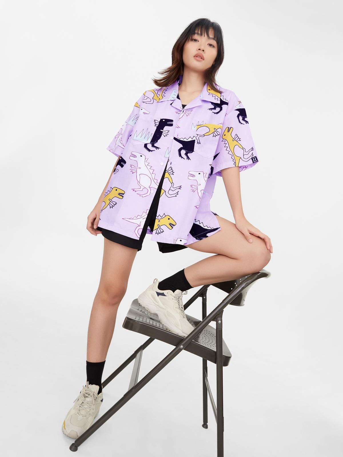 Youthbath x Graphic Pattern Dinosaur Shirt - Lavender