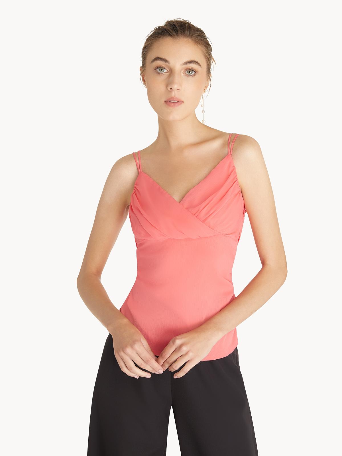 Double Strap Ruched Tank - Pink