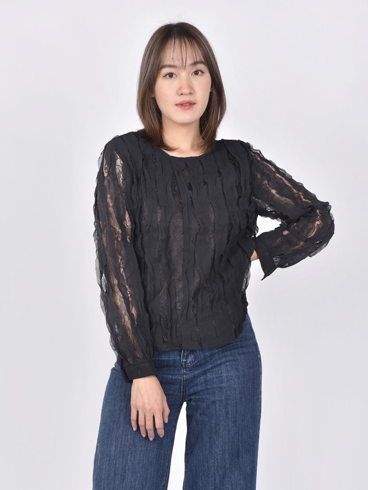 3.3 Field Trip x Wave See-Through Blouse - Black