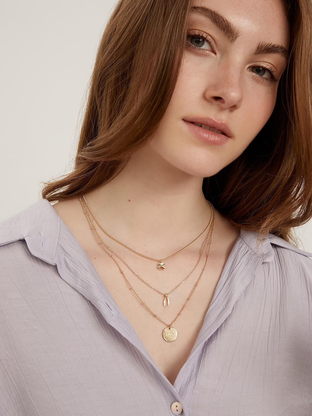 Layered Pendant Necklace - Gold