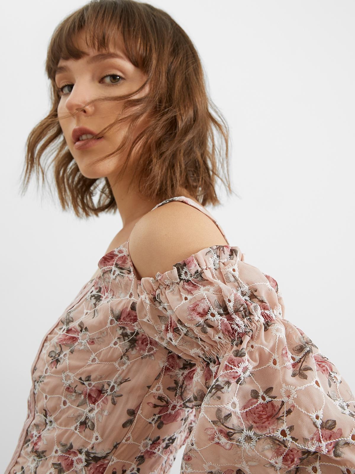 Puffed Long Sleeve Blouse - Pink