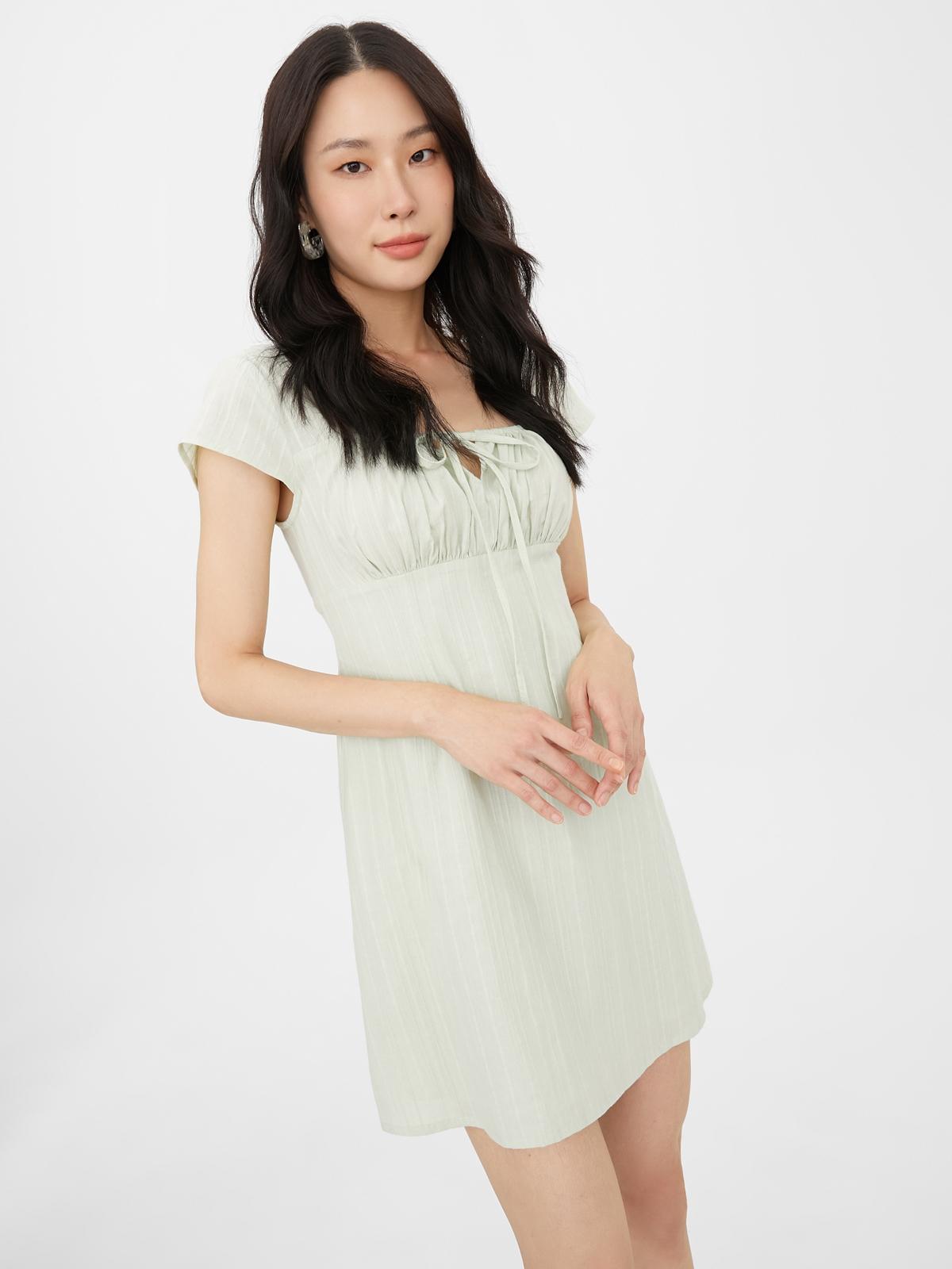 Front Ruched Mini Dress - Green