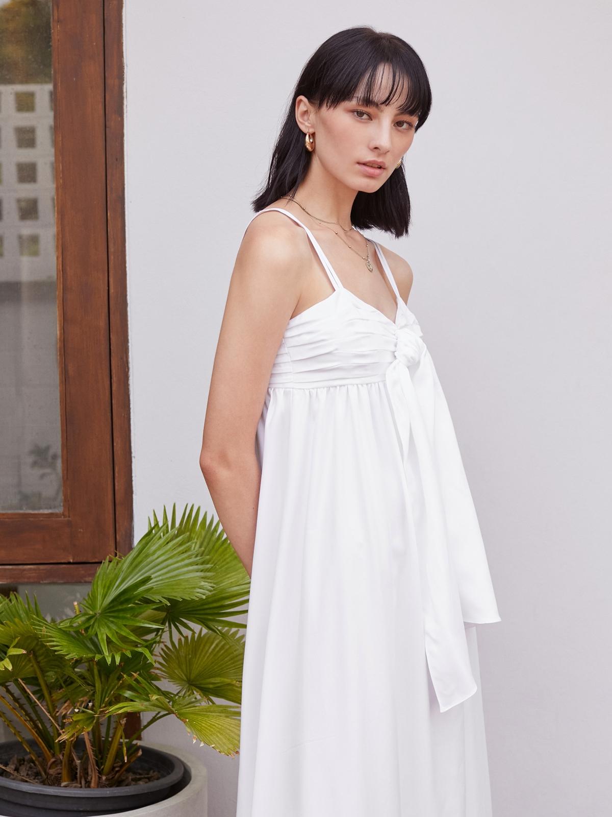 Sustainable Purpose Oversized Bow Tie Dress - White