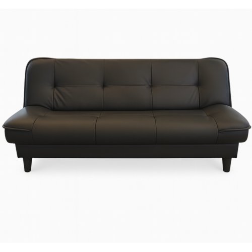  EMBER 3 SEATER SOFABED 213H-PVC BLACK SIMULATED LEATHER