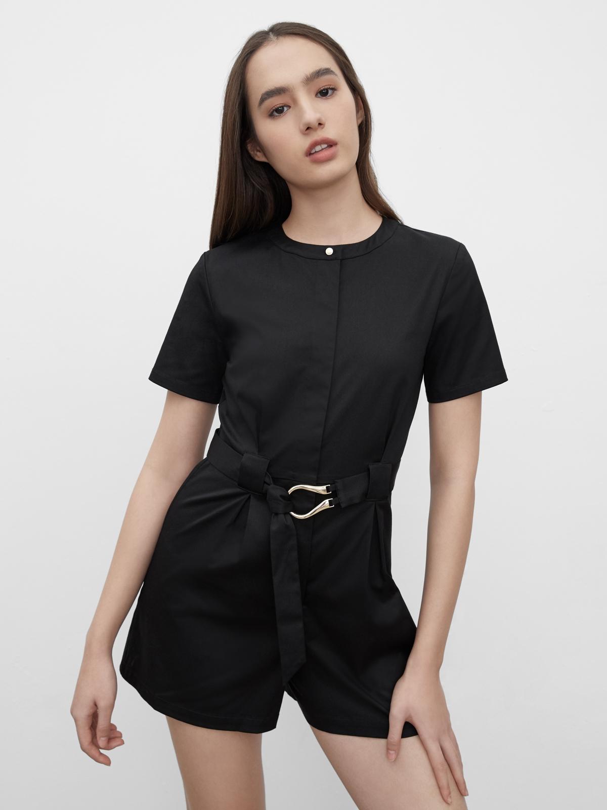 Sustainable Metal Belt Romper - Black