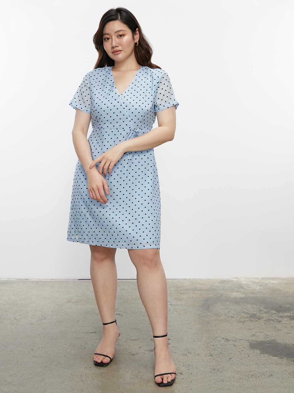 Mini Heart Dotted Dress - Light Blue