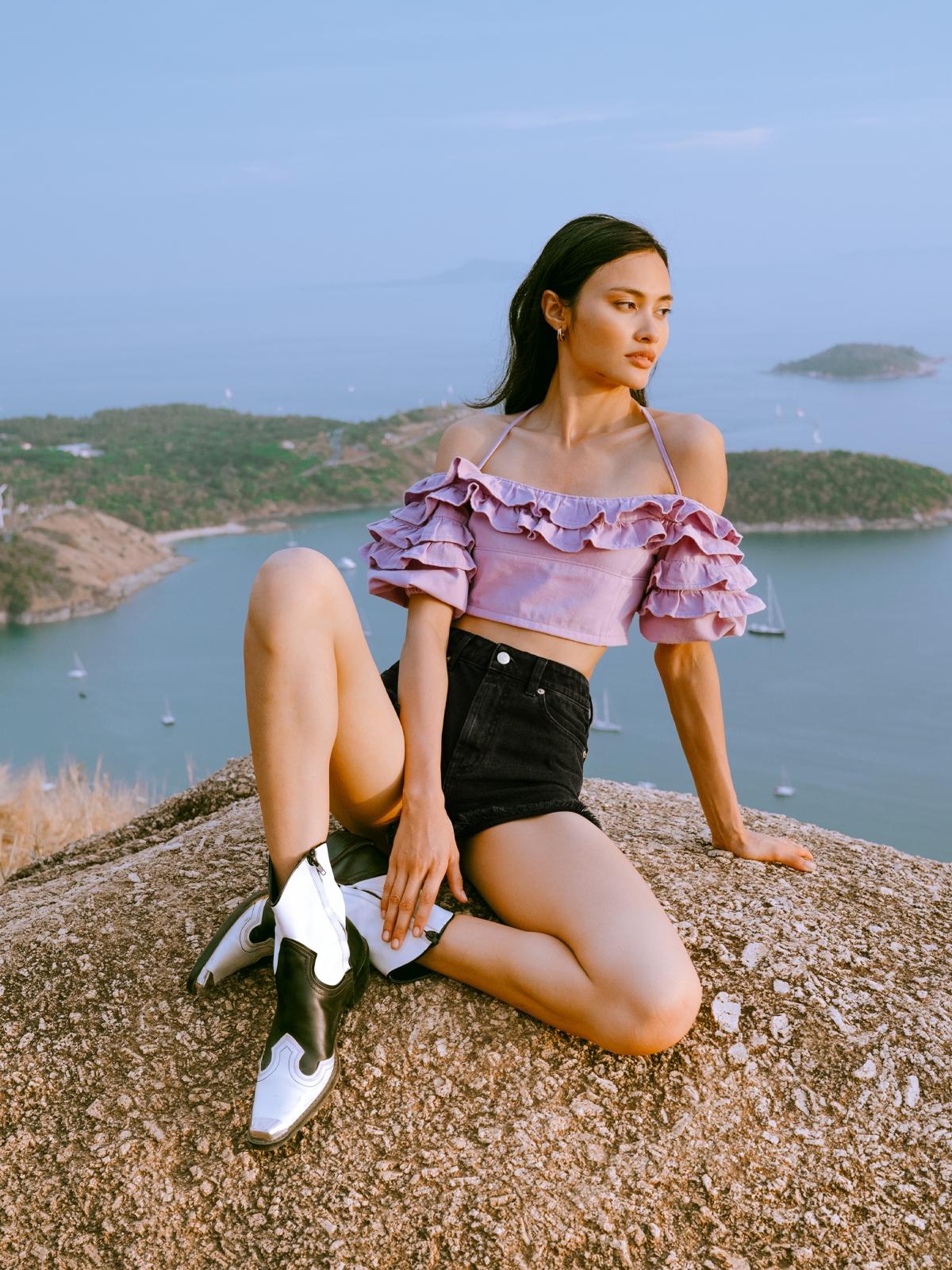 Sustainable Ruffled Crop Top - Lavender