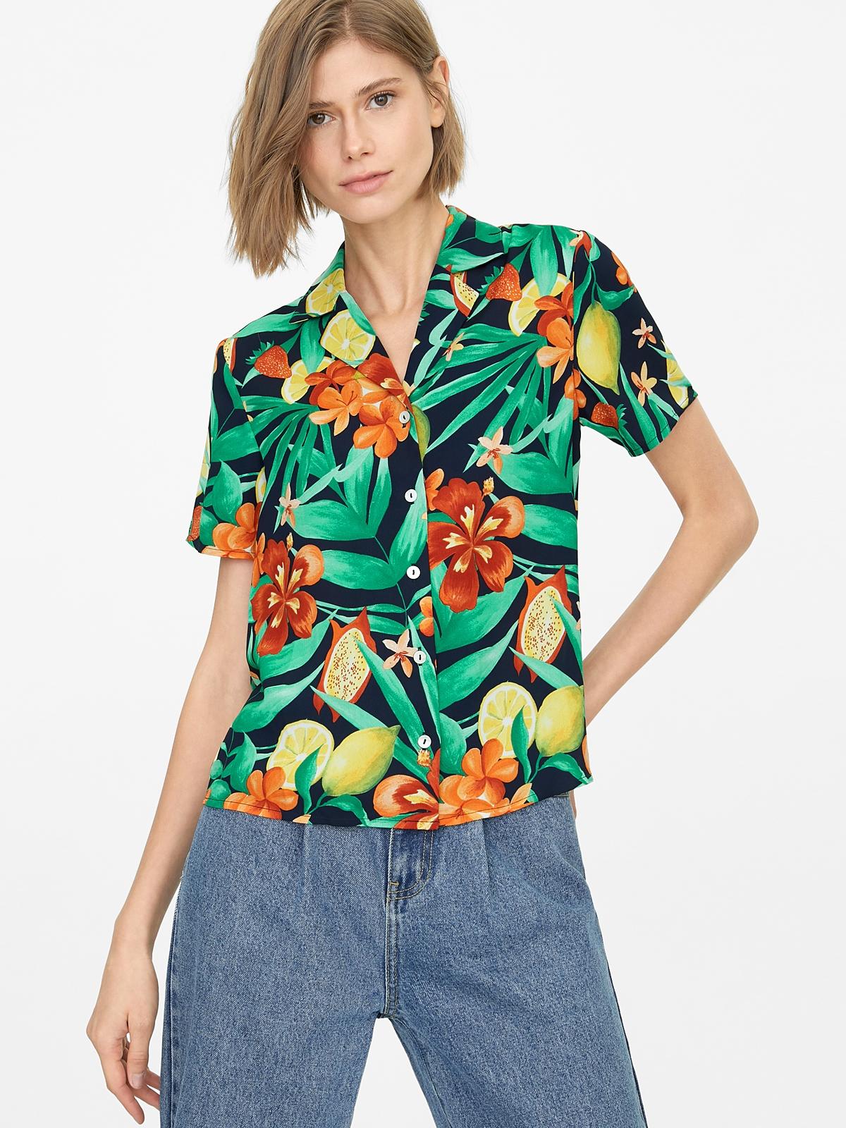 Buttoned Down Floral Shirt - Navy