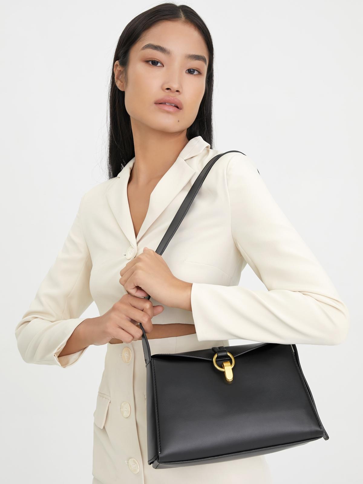 Gold Buckle Crossbody Bag - Black