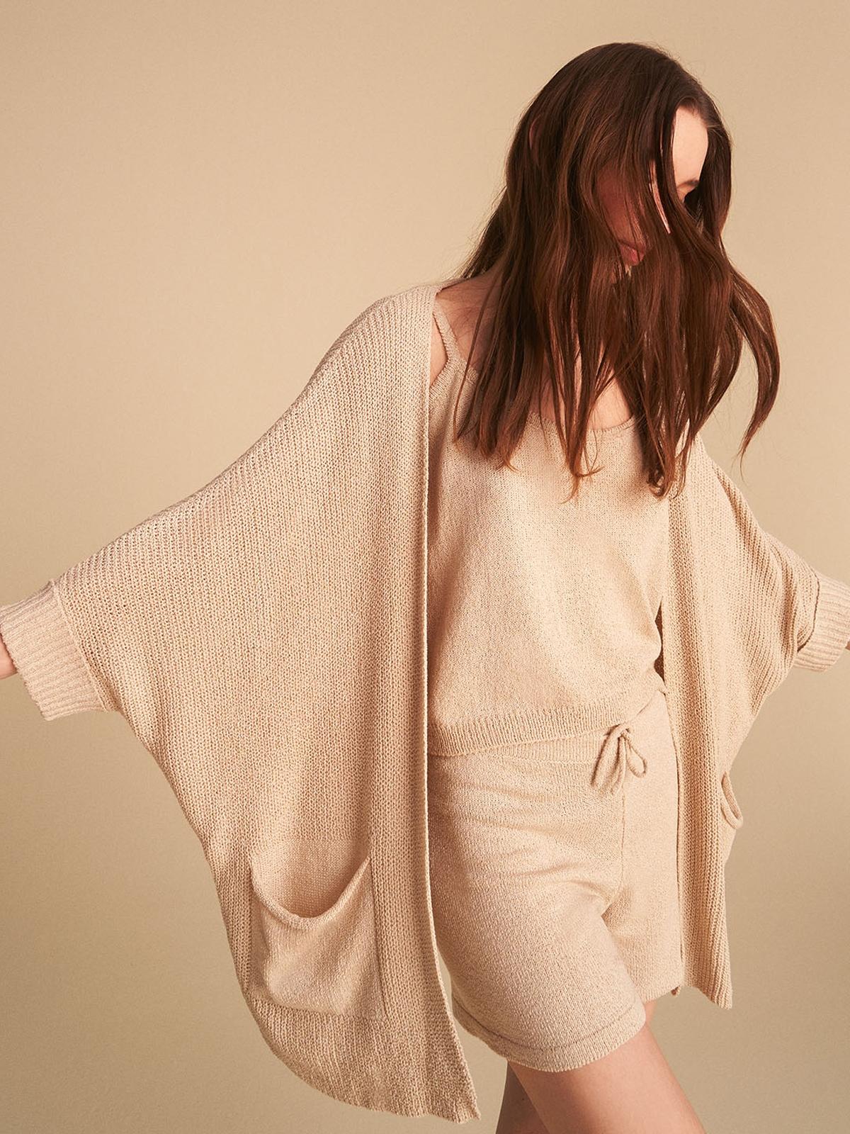 Knit Top with Straps - Light Beige