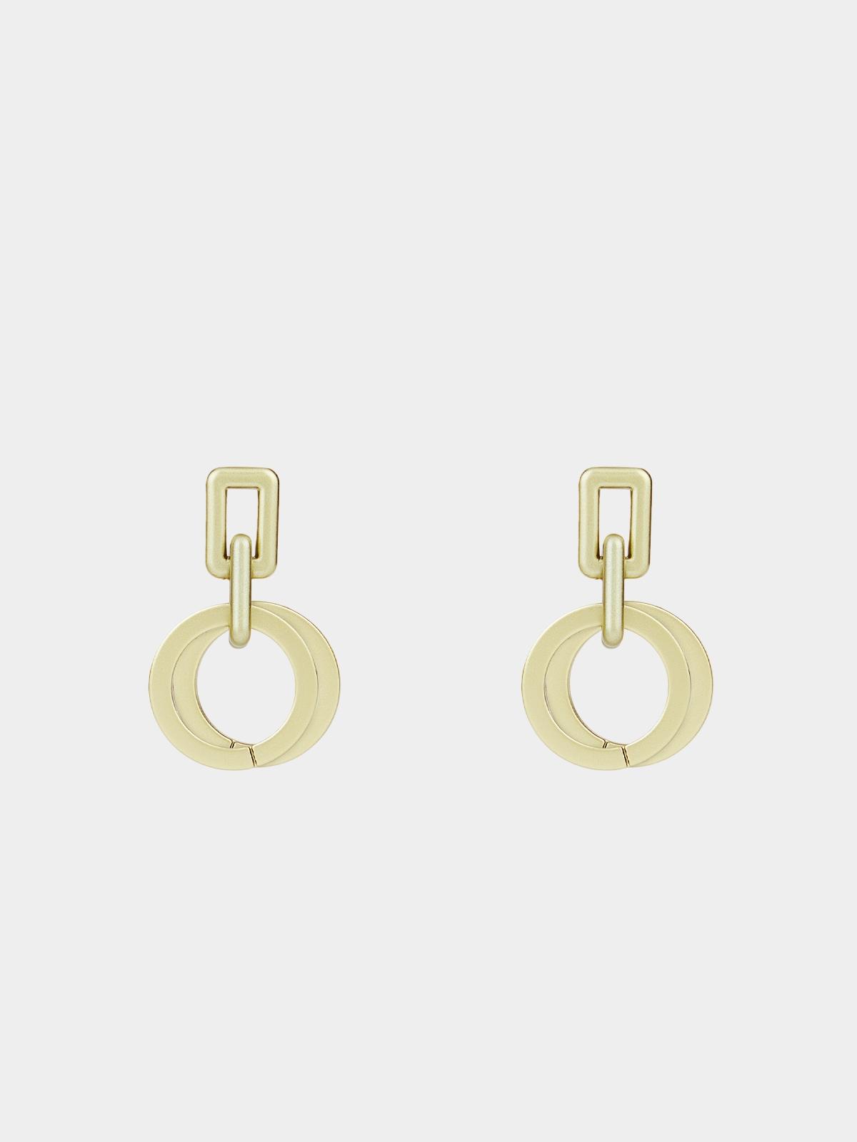 Double Circular Drop Earrings - Gold
